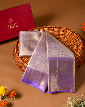 Lavender Pure Tissue Silk Saree with Intricate Details & Rich Pallu