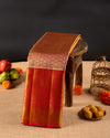 Red and Gold Pure Tissue Silk Saree with Zari Border & Rich Pallu