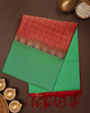 Parrot Green and Maroon Pure Silk Saree