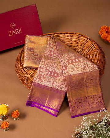 Purple Tissue Silk Saree with Intricate Weave, Border & Rich Pallu