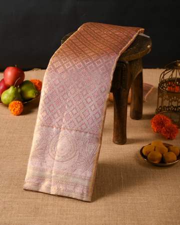 Baby Pink Pure Tissue Silk Saree with Intricate Detailing & Rich Pallu