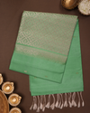 Pista Green & Antique Gold Pure Silk Saree with Zari Accents