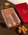 Pastel Pink Pure Tissue Silk Saree with Geometric Weave & Soft Metallic Border