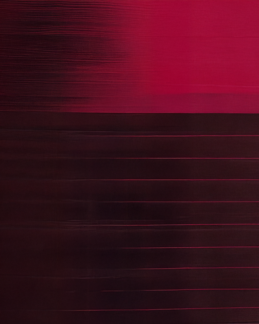Vibrant Pink Pure Handloom Silk Saree with Burnt Pink Contrast Border & Striped Pallu