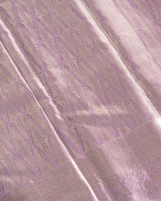 Pastel Purple Pure Tissue Silk Saree with Diamond Motifs and Rich Pallu
