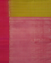 Olive Gold & Festive Pink Pure Silk Saree with Zigzag Zari Accents