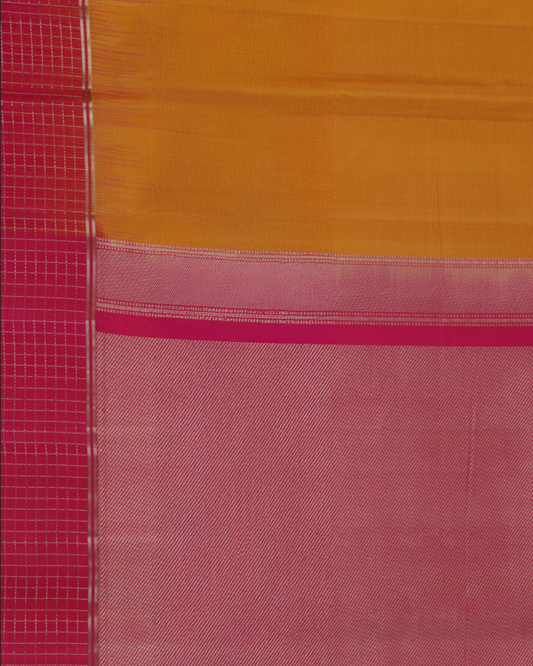 Magenta Pink and Mustard Pure Silk Saree with Zari Accents