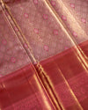Pastel Pink Pure Tissue Silk Brocade Saree with Floral Motifs & Rich Pallu