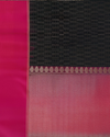 Dark Green Handloom Soft Silk Saree with Subtle Stripes & Deep Pink Contrast Pallu