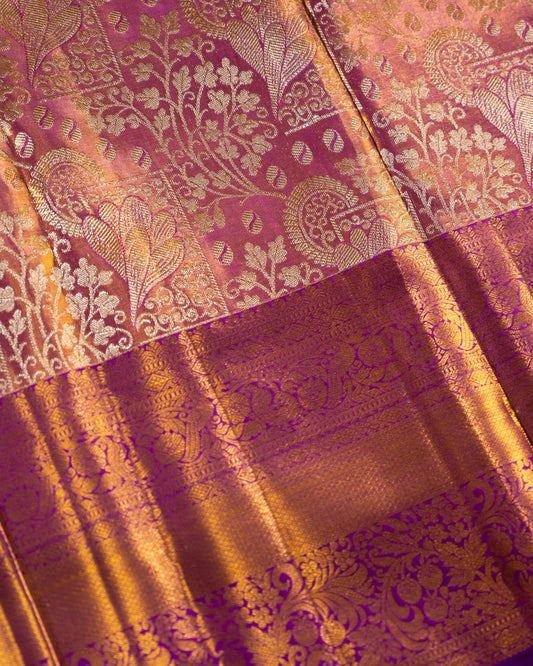 Purple Tissue Silk Saree with Intricate Weave, Border & Rich Pallu