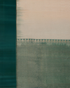 Cream Handloom Soft Silk Saree with Subtle Woven Stripes & Green Contrast Pallu