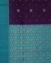 Violet & Cyan Blue Pure Silk Saree with Zari Motifs
