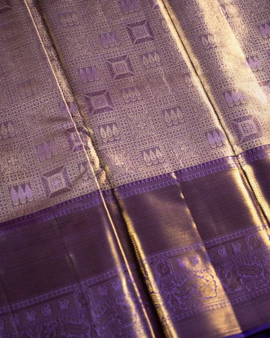 Lavender Pure Tissue Silk Saree with Intricate Details & Rich Pallu