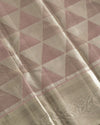 Silver Pure Tissue Silk Saree with Triangular Motifs and Neem Zari Accents