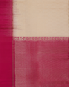 Beige Handloom Soft Silk Saree with Contrast Pink Border & Pallu