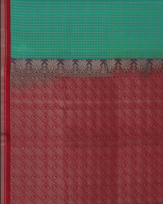 Parrot Green and Maroon Pure Silk Saree
