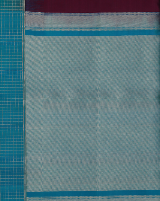 Teal and Maroon Pure Silk Saree