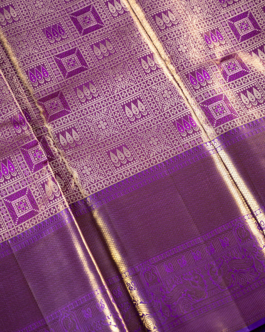 Purple Pure Tissue Silk Saree with Intricate Weave & Rich Pallu