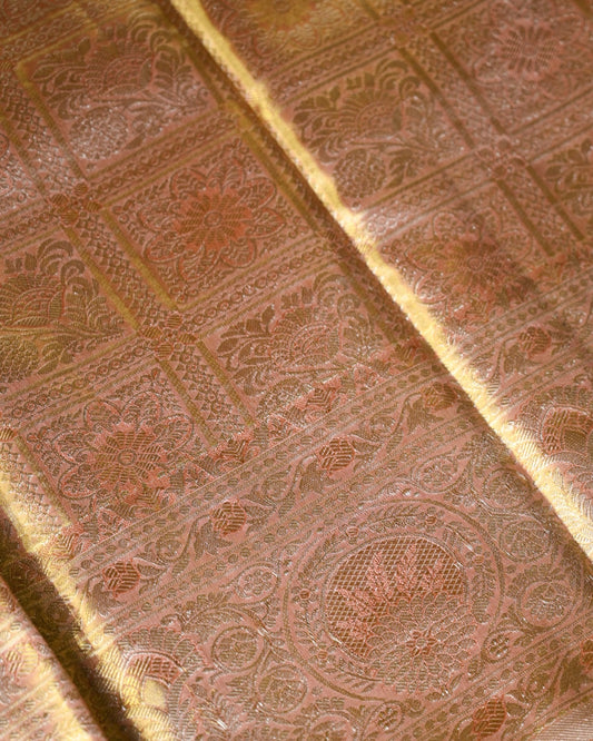 Gold Pure Tissue Silk Saree with Intricate Detailing & Rich Pallu