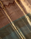 Brown Pure Tissue Silk Brocade Saree with Geometric Border & Rich Pallu