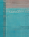 Aqua Teal & Champagne Beige Pure Silk Saree with Textured Zari Borders