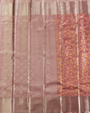 Pastel Pink Pure Tissue Silk Saree with Geometric Weave & Soft Metallic Border
