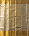 Silver Pure Tissue Silk Saree with Gold Border and Contemporary Motifs