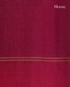 Dark Green Handloom Soft Silk Saree with Subtle Stripes & Deep Pink Contrast Pallu