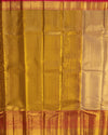 Red and Gold Pure Tissue Silk Saree with Zari Border & Rich Pallu