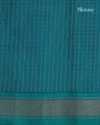 Teal and Red Checkered Pure Silk Saree with Zari Elegant Motifs