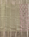 Silver Pure Tissue Silk Saree with Triangular Motifs and Neem Zari Accents