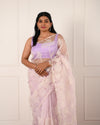 Noor-e-Gul - Lilac Floral Glass Tissue Saree with Pearl & Sequin Embellishments