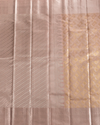 Silver Pure Tissue Silk Saree with Gold Zari Motifs, Silver Border & Pastel Pink Blouse