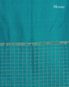 Beige Handloom Silk Saree with Teal Checks Border & Pallu
