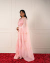 Baag-e-Noor – Pink Saree with Deer & Floral Motifs and Handcrafted Kardana Scallop Border