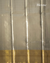 Silver Pure Tissue Silk Saree with Gold Border and Contemporary Motifs