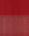 Coral Red & Deep Green Pure Silk Saree with Zari Butta