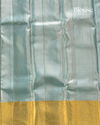 Pastel Blue Pure Tissue Silk Saree with Silver Geometric Weave and Gold Border