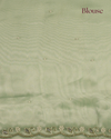HUM – Sage Green Organza Saree with Floral Embroidery and Scalloped Pearl Border