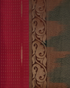 Dark Pink Handloom Soft Silk Saree with Dark Green Contrast Border & Pallu