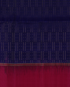 Dark Blue Handloom Soft Silk Saree with Subtle Stripes & Vibrant Orange Contrast Pallu