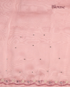 HUM – Blush Pink Organza Saree with Floral Embroidery and Scalloped Pearl Border