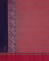 Deep Blue Handloom Soft Silk Saree with Subtle Stripes & Deep Pink Contrast Pallu