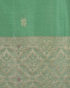 Pista Green & Antique Gold Pure Silk Saree with Zari Accents