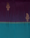 Teal Blue & Plum Purple Pure Silk Saree with Zari Motifs