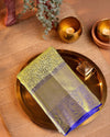 Purple & Gold Pure Silk Saree with Floral Weave, Contrast Border & Rich Pallu
