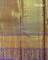 Purple & Gold Pure Silk Saree with Floral Weave, Contrast Border & Rich Pallu