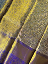 Purple & Gold Pure Silk Saree with Floral Weave, Contrast Border & Rich Pallu