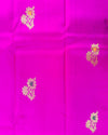 Pink Silk Saree with Floral Buttis, Small Green Border & Contrast Pallu