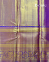 Gold Pure Silk Saree with All-Over Floral Weave, Contrast Purple Border & Rich Pallu